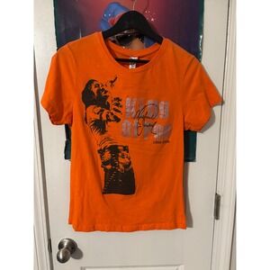 Michael Jackson King of Pop Orange Graphic T-Shirt Glitter Signature Womens 2X
